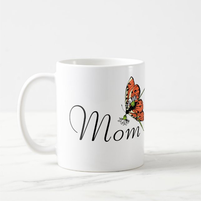 Orange Butterfly Dairy Mom Coffee Mug (Left)