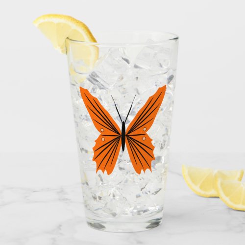 Orange Butterfly Design Glass