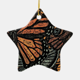 Orange butterfly fantasy abstract art ceramic ornament