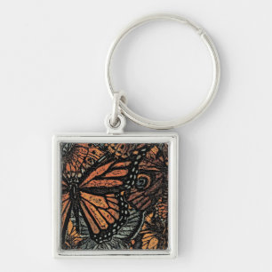 Orange butterfly fantasy abstract art keychain