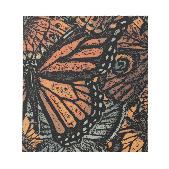 Orange butterfly fantasy abstract art notepad (Front)