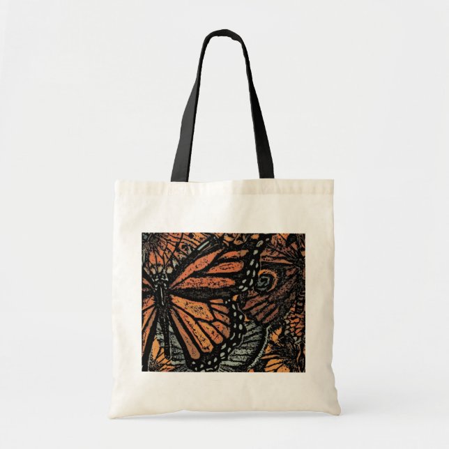 Orange butterfly fantasy abstract art tote bag (Front)
