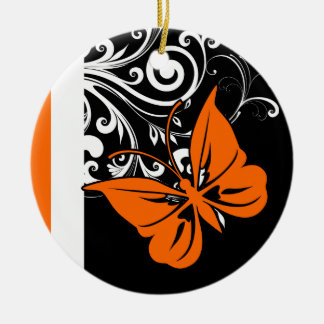 Orange Butterfly Flourish Ornaments