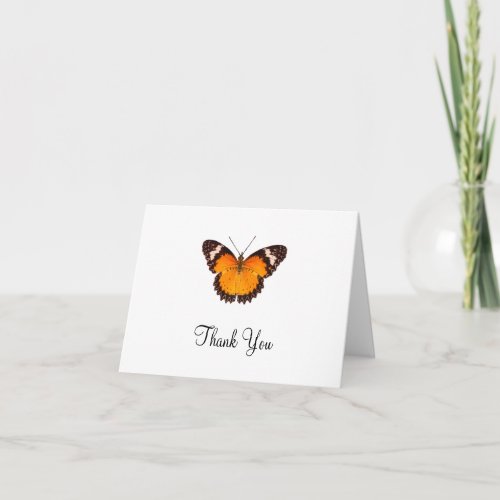 Orange Butterfly Folded Thank You Card