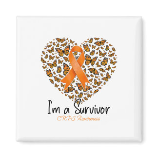 Orange Butterfly Heart I'm A Survivor Crps Awarene Magnet
