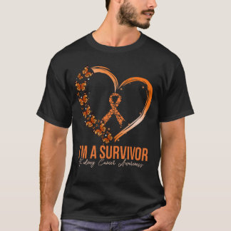 Orange Butterfly Heart Im A Survivor Kidney Cancer T-Shirt