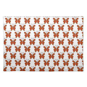 Orange butterfly illustration cloth placemat