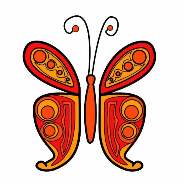 Orange butterfly illustration statuette (Front)