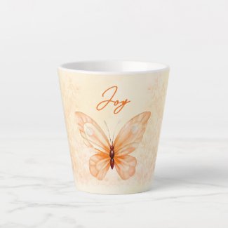 Orange Butterfly Latte Mug