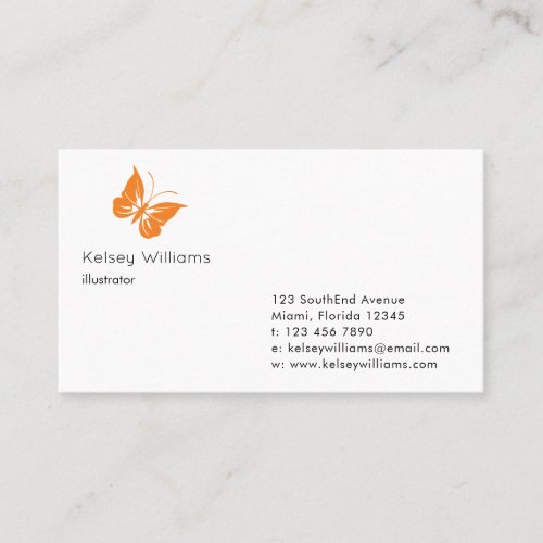 Orange Butterfly Logo Modern Business Card