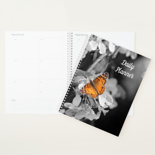 Orange Butterfly on Apple Blossom Daily Planner (Display)
