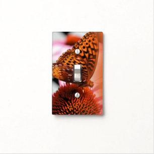 Orange Butterfly On Flower Nature Light Switch Cover