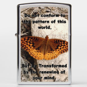 Orange Butterfly on Rocky Ground Zippo Lighter