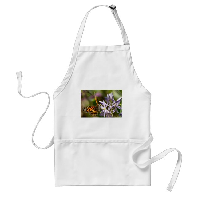 Orange Butterfly on Wild Hyacinth Apparel & Gifts Adult Apron (Front)
