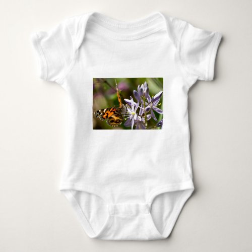 Orange Butterfly on Wild Hyacinth Apparel  Gifts Baby Bodysuit