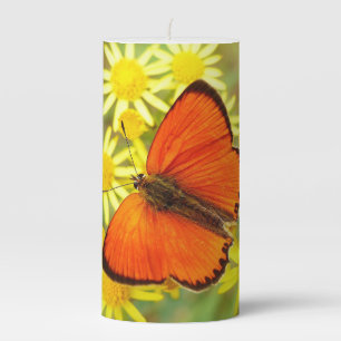 Orange Butterfly Pillar Candle