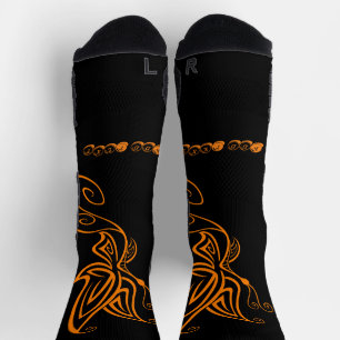 Orange Butterfly Printed Add Text Men Women Crew Socks