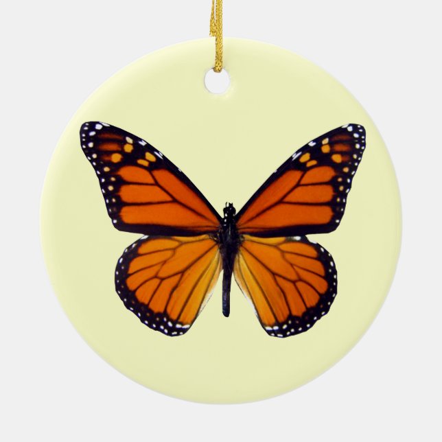 Orange Butterfly Round Ornament (Back)