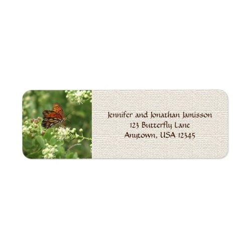 Orange Butterfly Rustic Burlap Return Address Label