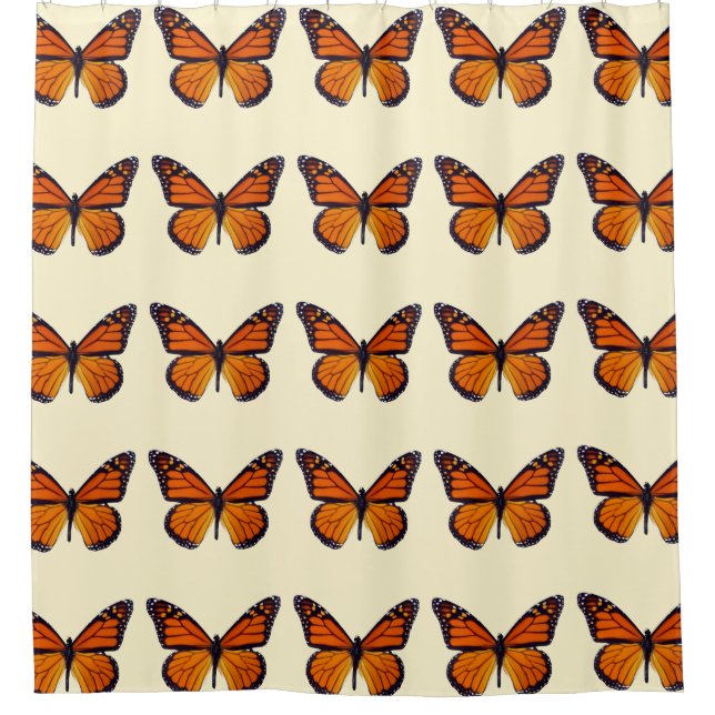 Orange Butterfly Shower Curtain (Front)
