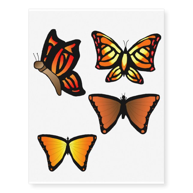 Orange butterfly temporary tattoos (Front)
