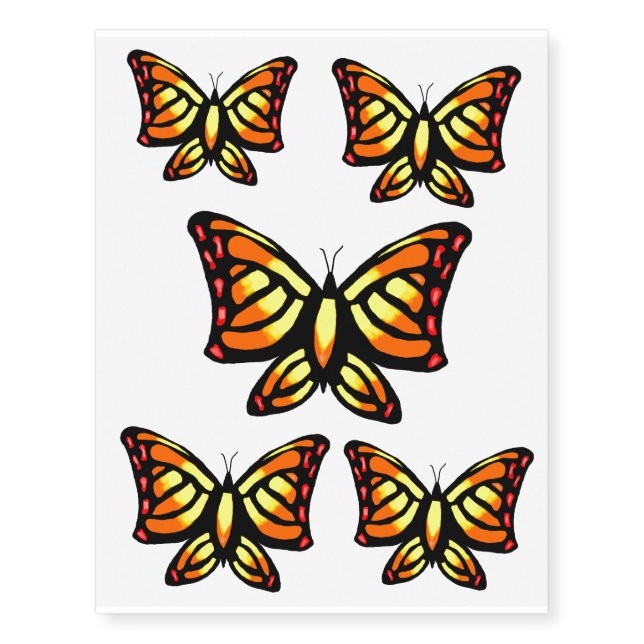 Orange butterfly temporary tattoos (Front)