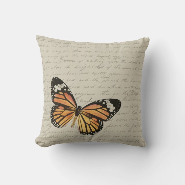 Orange Butterfly Throw Pillow (Front)