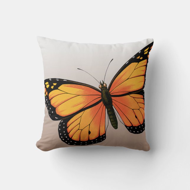Orange Butterfly Throw Pillow (Front)