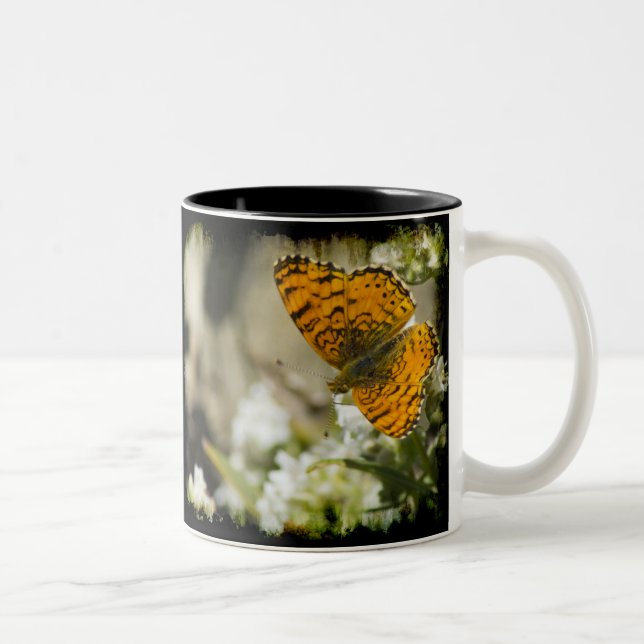 Orange Butterfly Two-Tone Coffee Mug (Right)