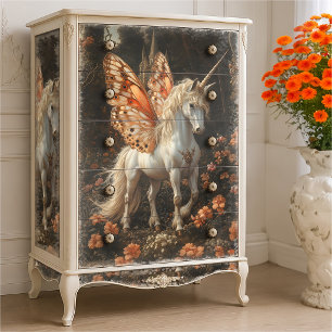 Orange Butterfly Winged Unicorn Decoupage Tissue Paper