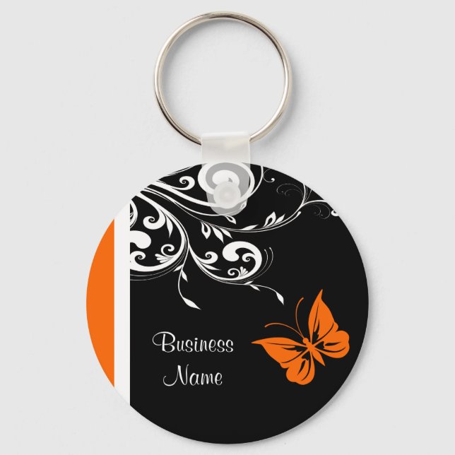 Orange Butterly Flourish Keychain (Front)