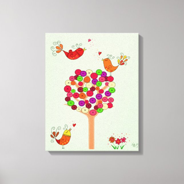 Orange Button Tree Canvas Print (Front)