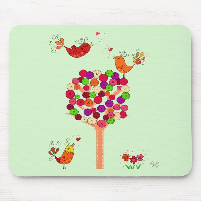 Orange Button Tree Mouse Pad (Front)