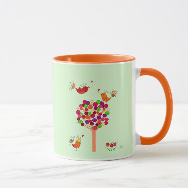 Orange Button Tree Mug (Right)