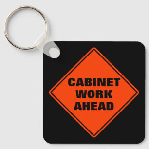 Orange cabinet work ahead personalized road sign keychain