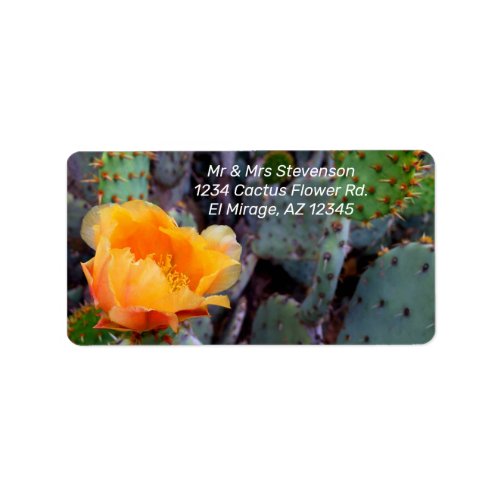 Orange Cactus Flower Blossom Prickly Pear Opuntia Label