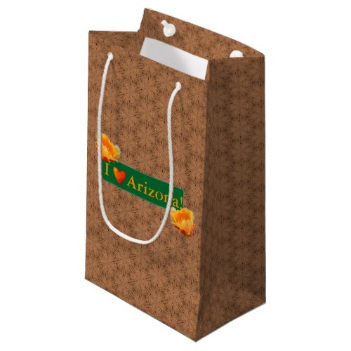 Orange Cactus I Heart Arizona Tan Tribal Pattern Small Gift Bag