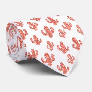 Orange cactus seamless pattern neck tie