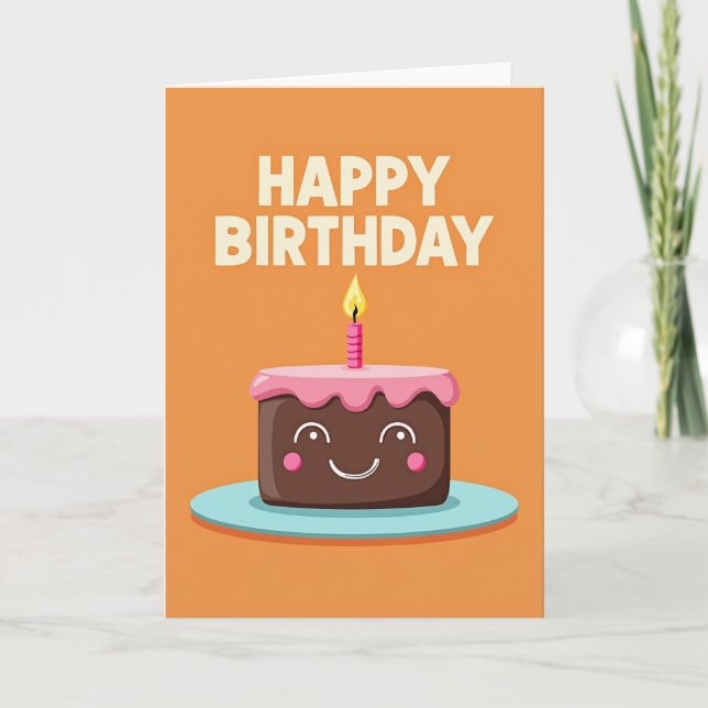 Orange Cake Birthday Card (Front)