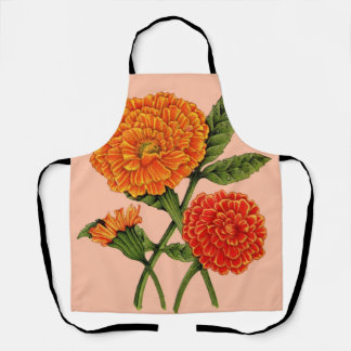 orange calendulas print apron