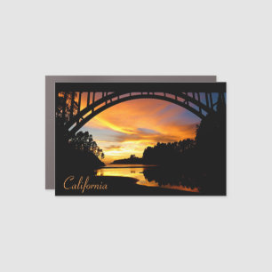 Orange California Coastal Sunset Under Bridge Car Magnet