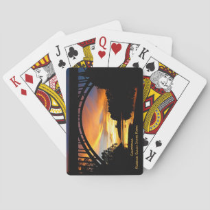 Orange California Coastal Sunset Under Bridge Poker Cards