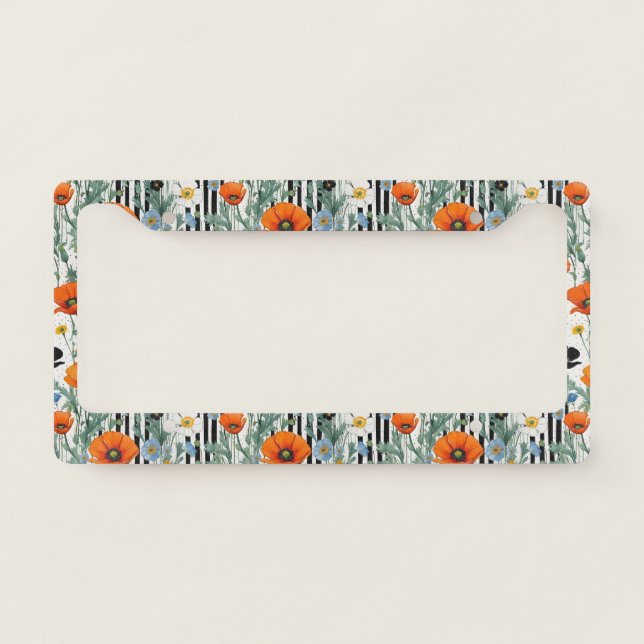 Orange California Poppies License Plate Frame (Front)