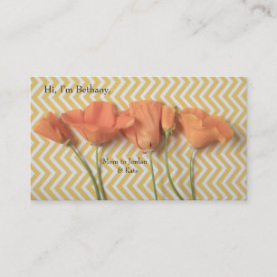 Orange California poppies on chevron surface Business Card