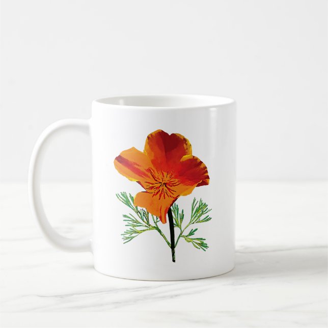 Orange California Poppy Coffee Mug (Left)