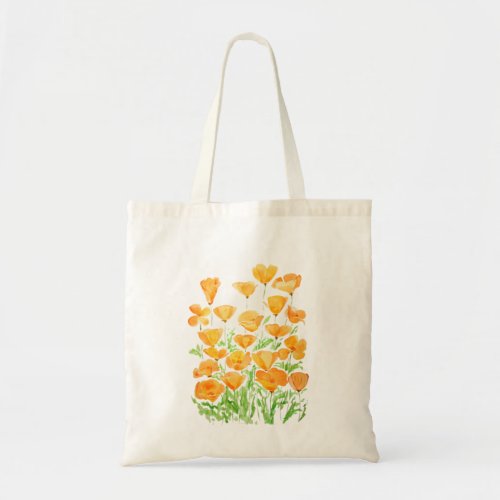 orange California poppy watercolor painting Tote Bag