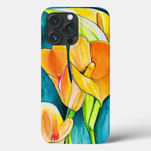Orange Calla lily flower watercolor art iPhone 13 Pro Case