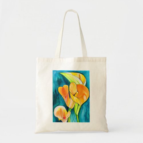 Orange Calla lily flower watercolor art Tote Bag