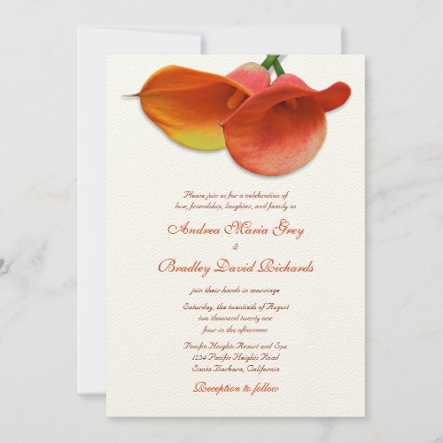 Orange Calla Lily Wedding Invitation