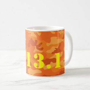 Orange Camo 13.1 Half Marathon Running Colorful Coffee Mug